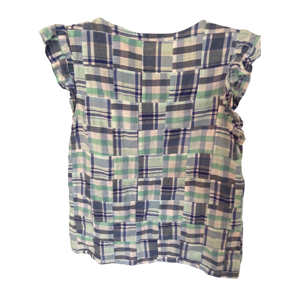 Vineyard Vines patchwork plaid ruffle blouse in b… - image 7